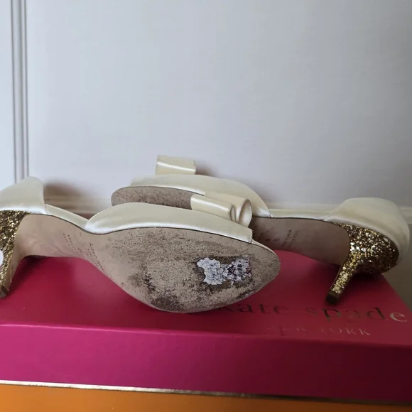 Kate Spade Cream Peep-Toe Heels with Bow - Picture 4 of 4
